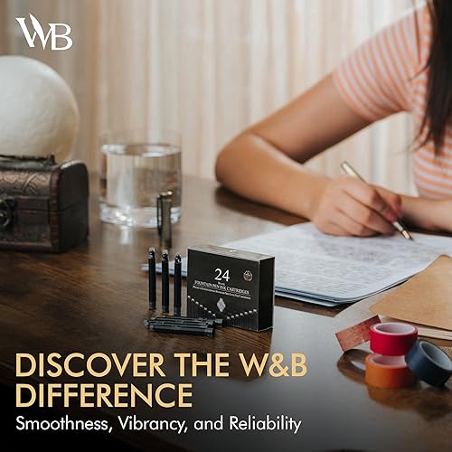 Miniatura 9 de Wordsworth & Black Paquete de 24 repuestos de tinta para pluma estilográfica, juego de 12 cartuchos de tinta negros, 12 cartuchos de tinta azul,