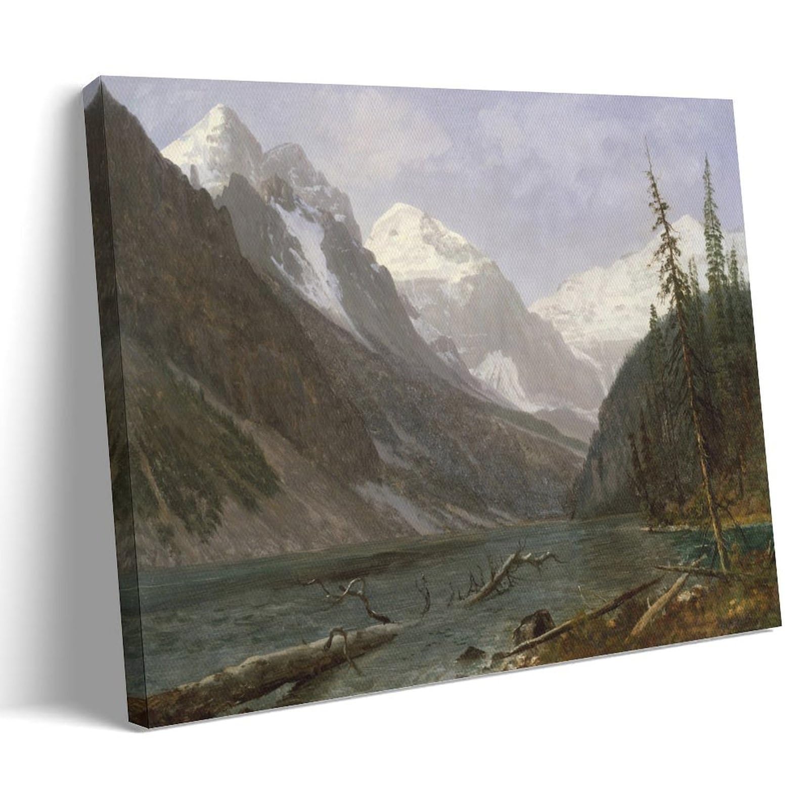 Albert Bierstadt Canadian Rockies Lake Louise Vintage Mountain Lake Forest Scenery Poster Stampa su tela Art Rustico Elegante Wall Art Pittura Decorazione per la casa per Soggiorno Camera da Letto
