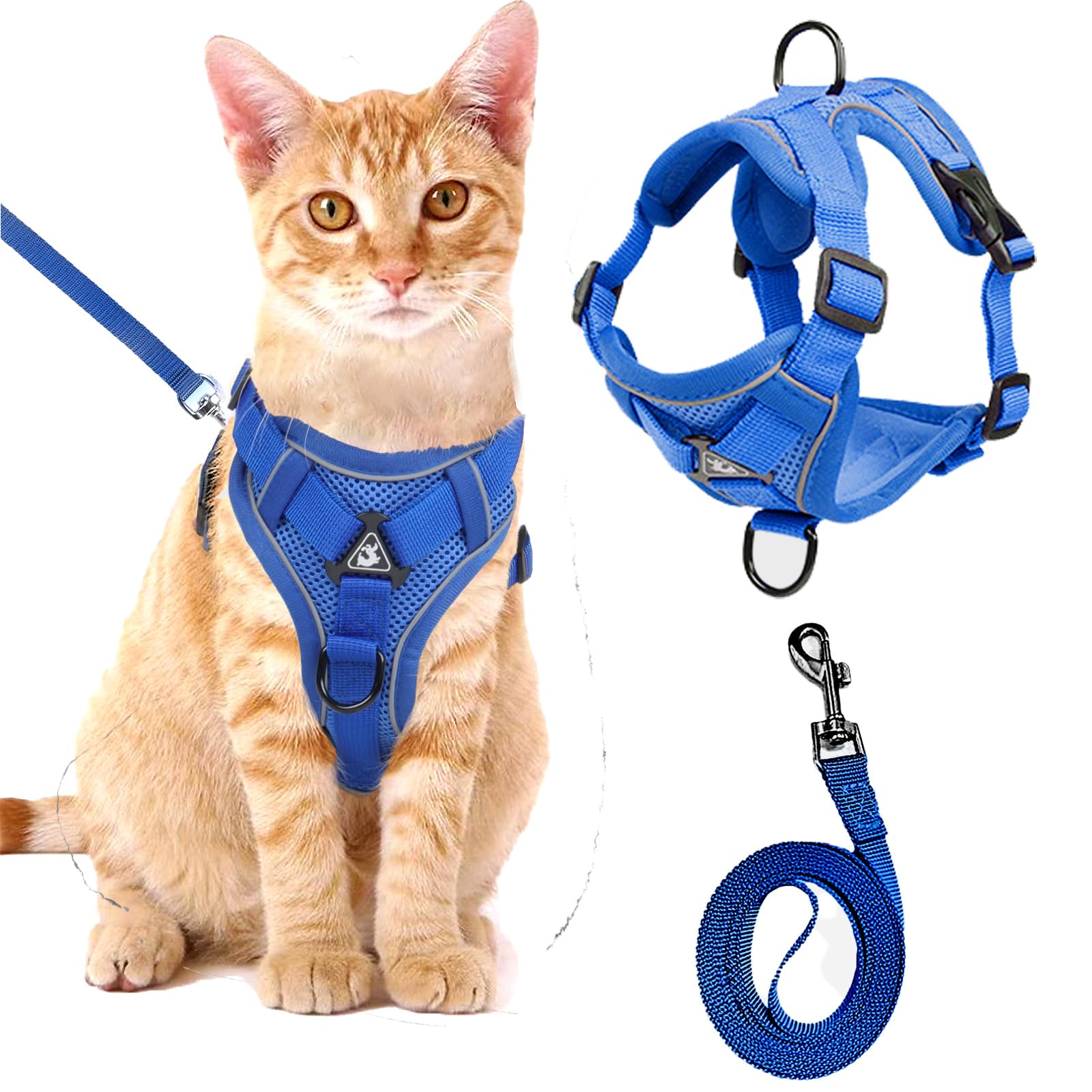 Tiagoboo Cat Harness and Leash Set,Escape Proof Adjustable Soft Lightweight Kittens Vest Harnesses with Reflective Strips for Small Medium Large Cats,Walking Travel cat Harness Outdoor