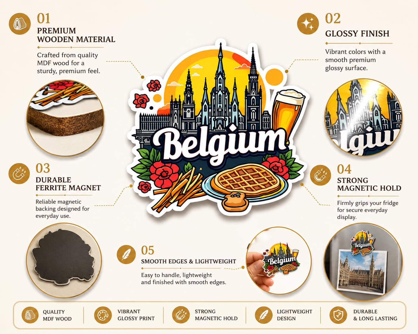 Belgium Fridge Magnet - Authentic Souvenir Gift -4 Belgium Fridge Magnet - Authentic Souvenir Gift -4