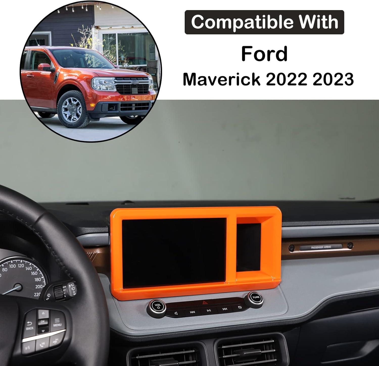 Car Center Console Navigation Panel Trim Cover Compatible with Ford Maverick 2022 Car Dashboard Center Console Multimedia Navigation GPS Panel Trim Cover Frame Decor Molding Sticker Inter Accessories