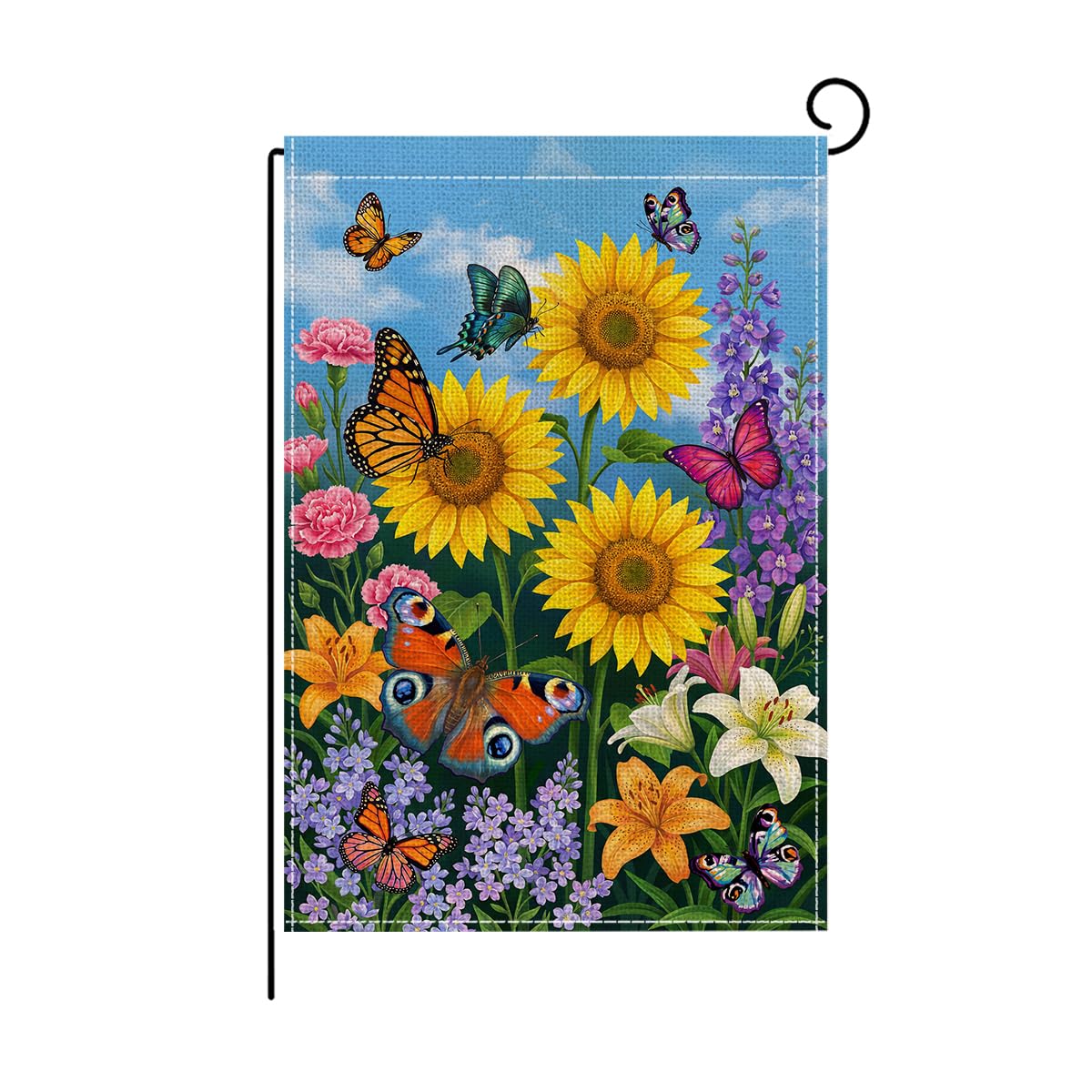 wyooxoo Spring Summer Floral Garden Flag 12x18 Inch Double Sided Seasonal Burlap Farmhouse Garden Flag Outside Small Yard Flag