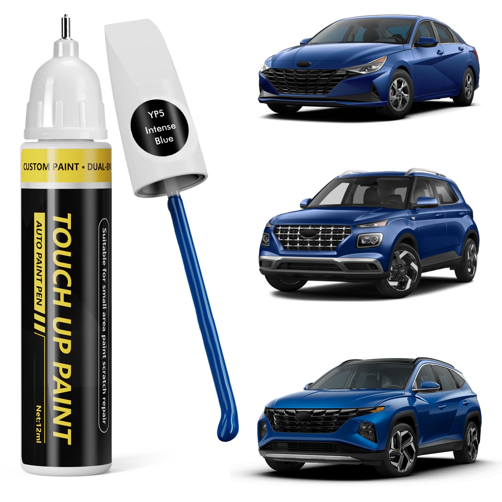(Intense Blue (YP5) Car Touch Up Paint for Hyundai, Car Paint Scratch Repair Kit, 2 in 1 Premium Scratch Remover Pen with Exact Color-Matched