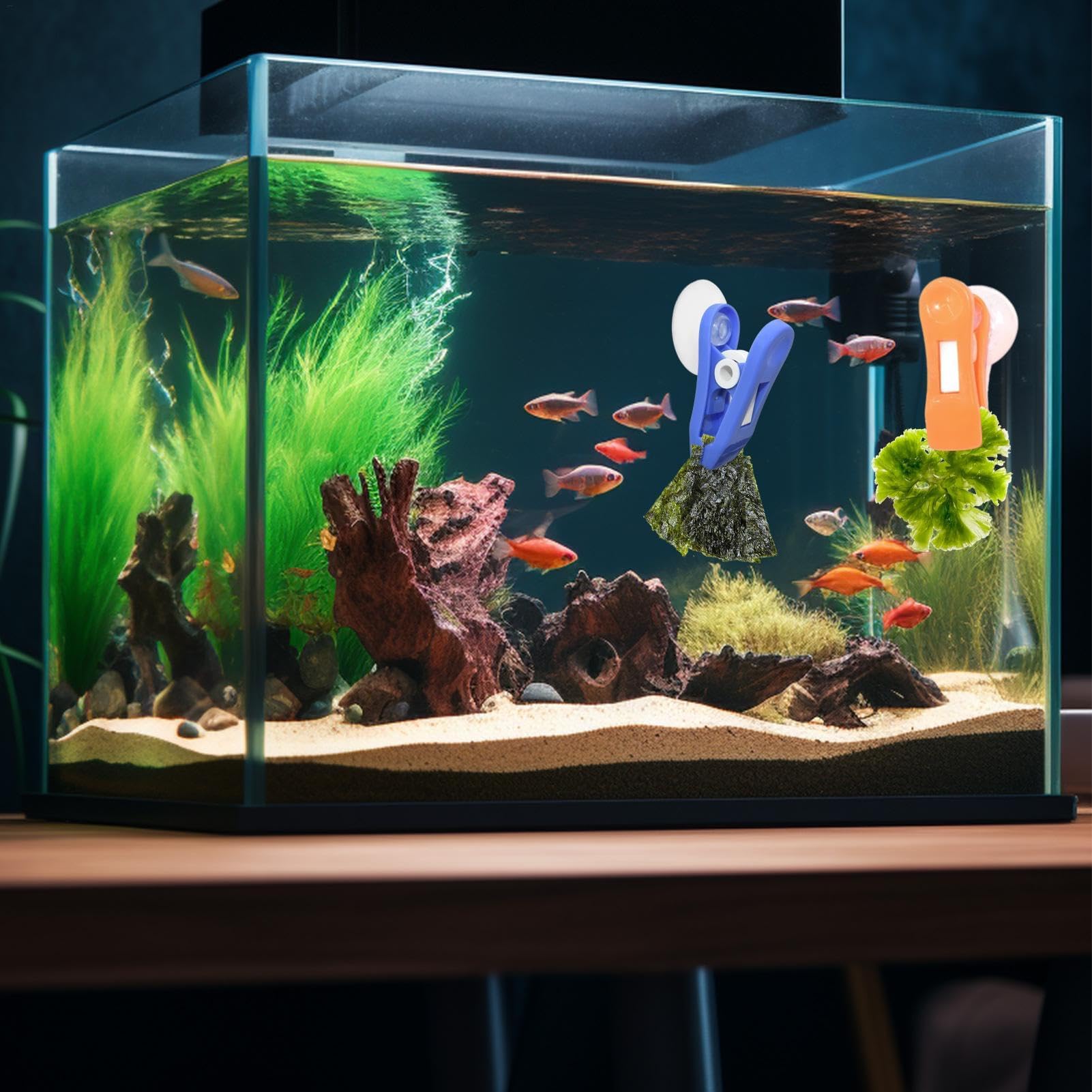 8 Stück Aquarium-Saugnapfklemmen Mit Kabelbindern – Transparent Für Moos & Garnelennester