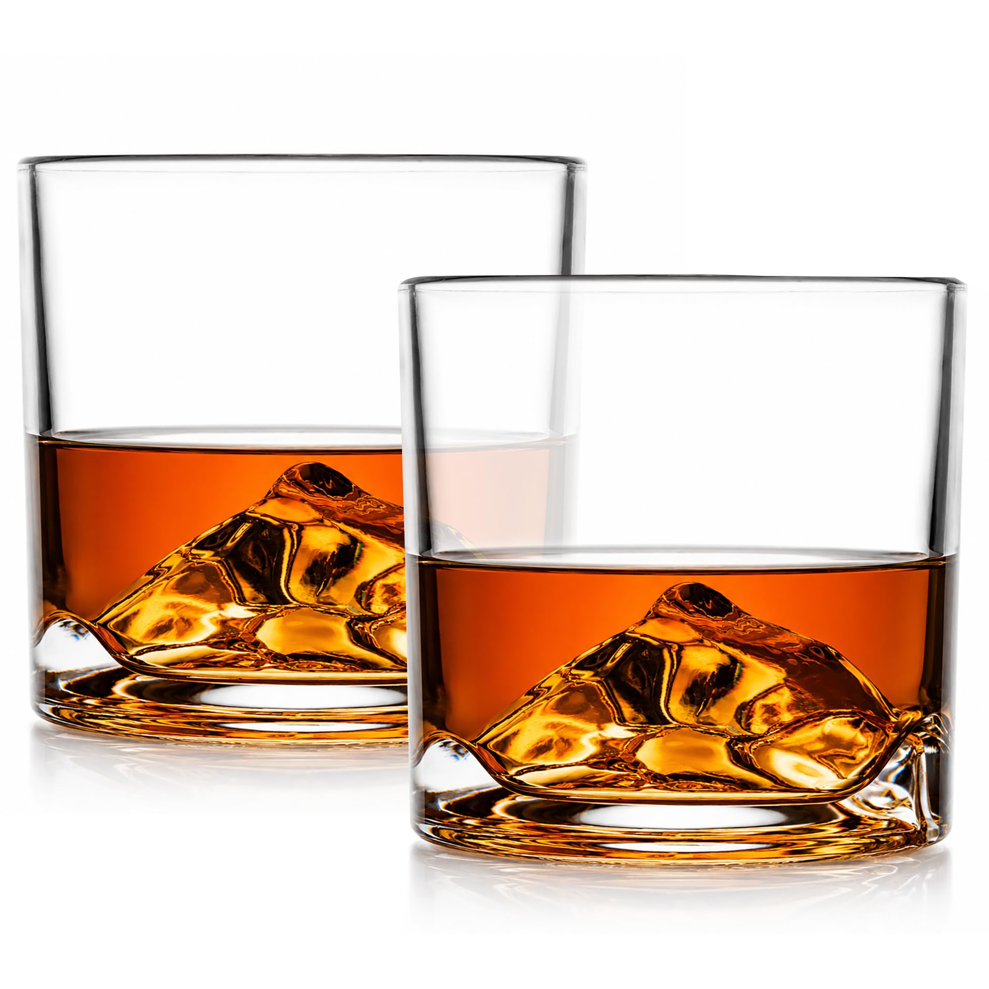 LIITON Everest Mountain Whiskey Glasses Set of 2, Freezable Old Fashioned Glass Chills Cocktails, Bourbon, Scotch with 1lb of Frozen Crystal, Gifts for Men on Fathers Day, Christmas, Birthday
