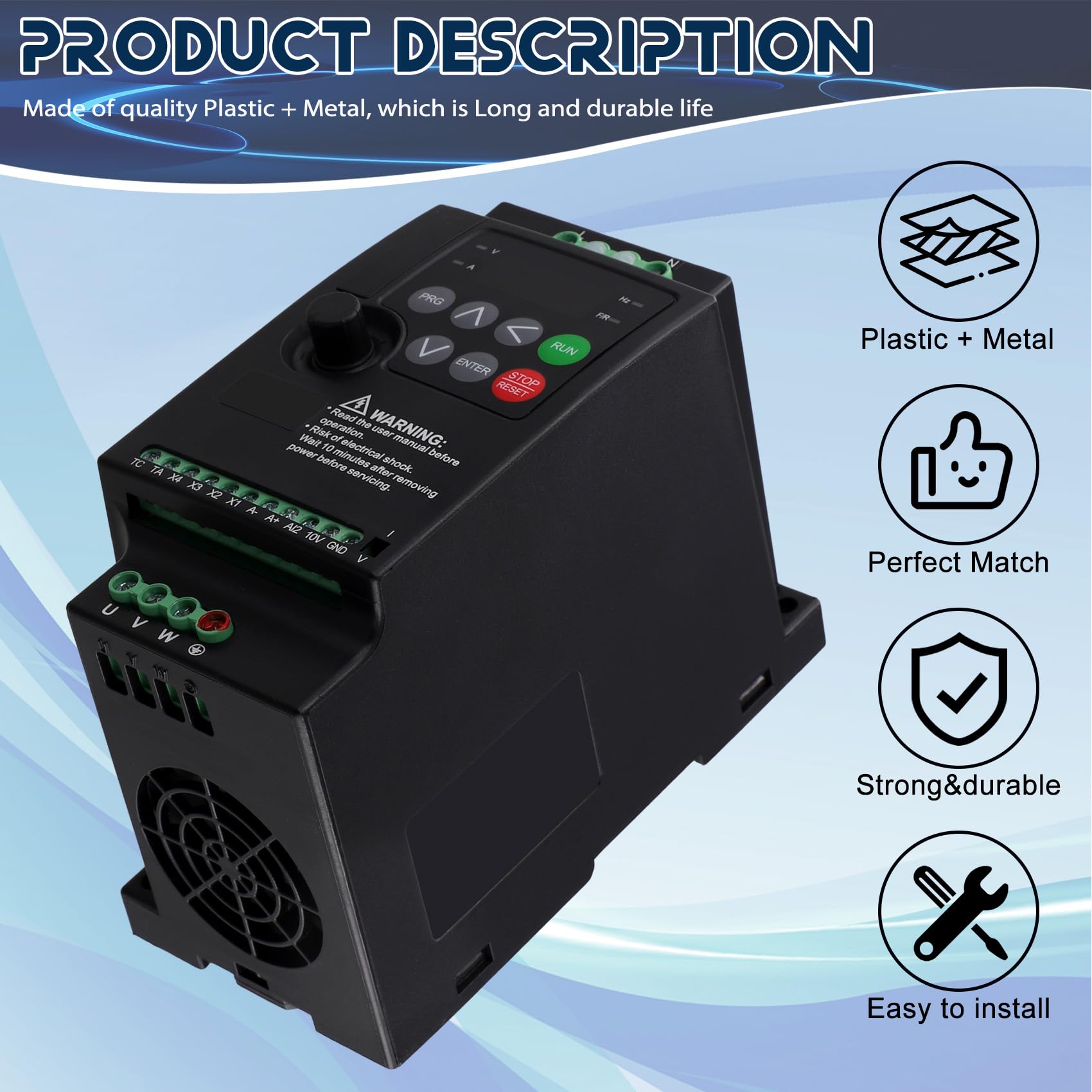 Convertisseur de fréquence universel 220 à 380 Vfd, entrée monophasée, sortie triphasée, régulateur de moteur 2,2 kW