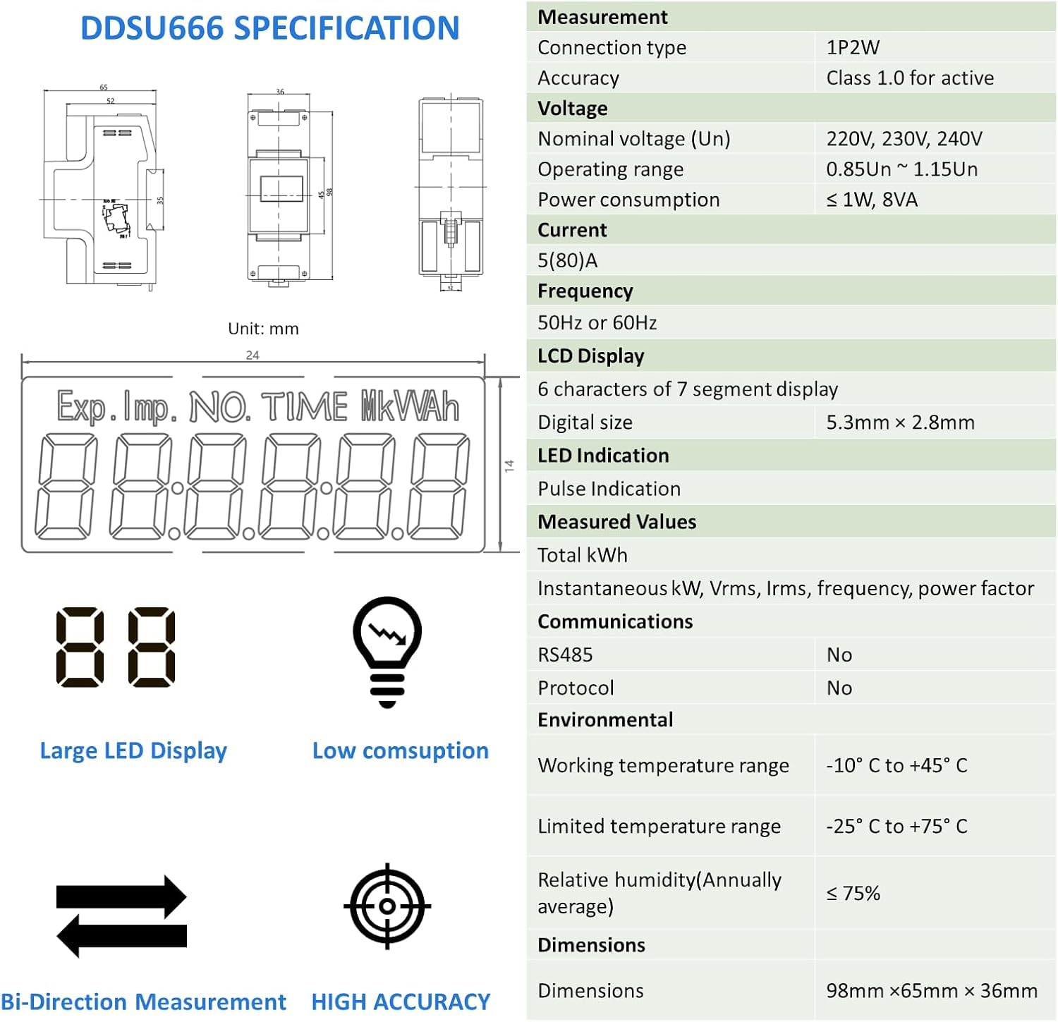 Compteur Intelligent CHINT DDSU666 - Compatible Inverter Deye - Monophasé