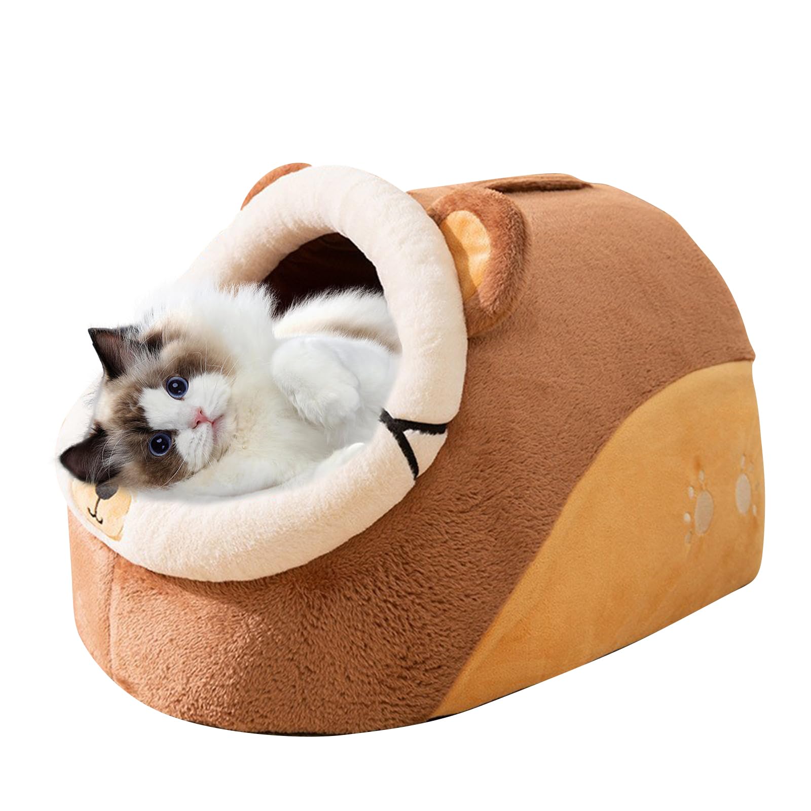 PETCUTE Cuccia Gatto Chiusa Interno,Ultra-morbido Cuccia per Cani e Gatti di Piccola Taglia con Palla di Pelliccia Appesa,Cuccia per Gatti Lavabile,Letto Grotta Cani con Fondo Antiscivolo