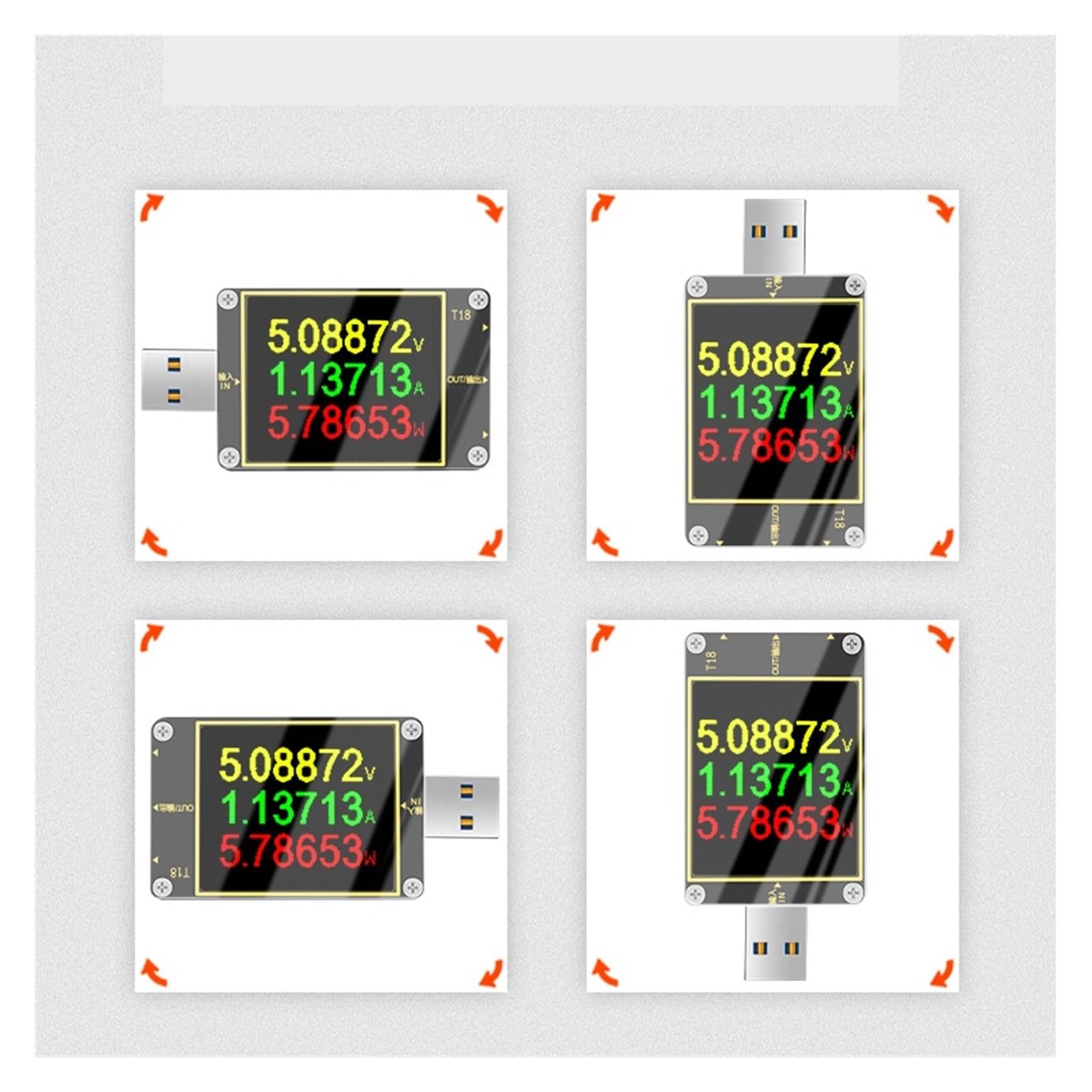 Tester USB 18 w 1 Tester USB T18 woltomierz cyfrowy amperomierz Voltimetro woltomierz prądu stałego lekarz 1.8 "PD QC3.0 detektor(Add NTC load cable)