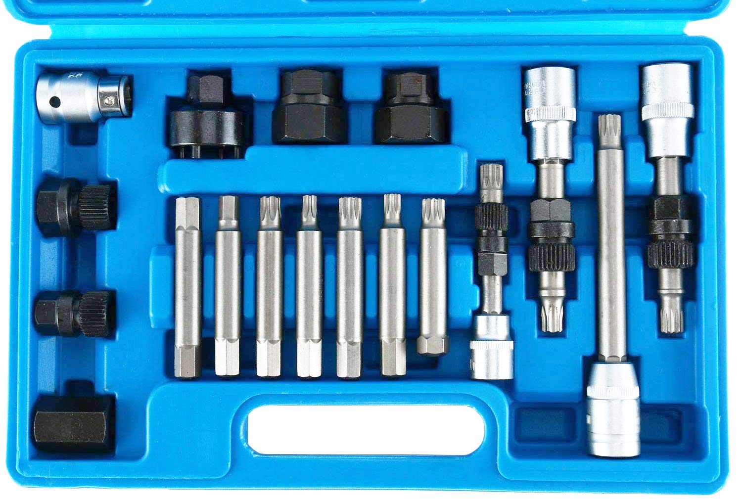 JOMAFA 18 Piezas Herramientas de Polea de Alternador 12.5 mm 1/2" Puntas para Alternador Llave Adaptador Para alternadores de Vehículos. Juego De Llaves y Puntas Para Quitar y Montar Alternador