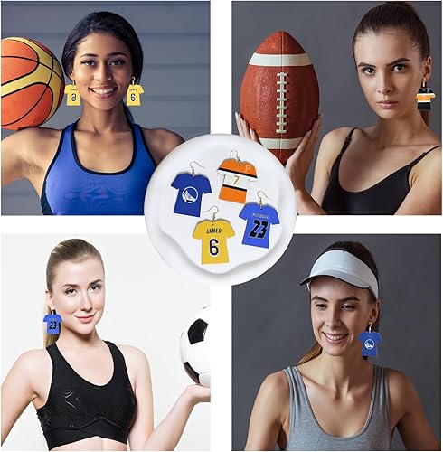 Miniatura 6 de XKCWXY 222 aretes de sublimación de madera MDF sublimación fútbol y baloncesto de doble cara con aretes de sublimación DIY en blanco a granel para