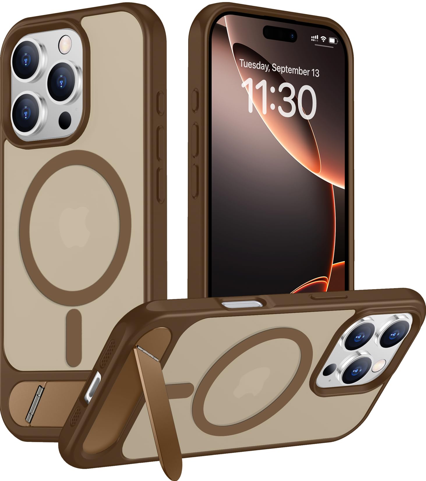 Temdan Magnetic Compatible with iPhone 16 Pro Max Case, [Built-in Invisible Kickstand][Compatible with MagSafe] [Military Grade Shockproof] Slim Translucent Matte Phone Case for iPhone 16 Pro Max 6.9"