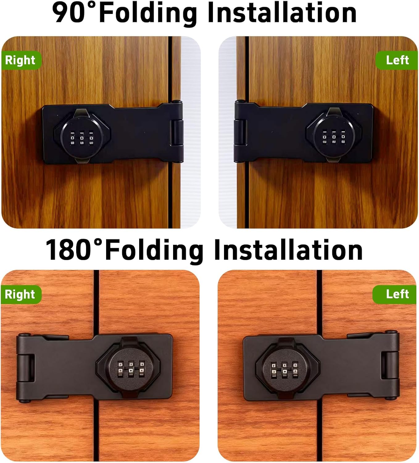 Keyless Combination Lock, Code Zinc Alloy Door Latch, 3-Digit Combination Lock, Twist Knob Hasp Latch Lock, Cabinet Locks with Combination, Easy DIY Installation (Black)