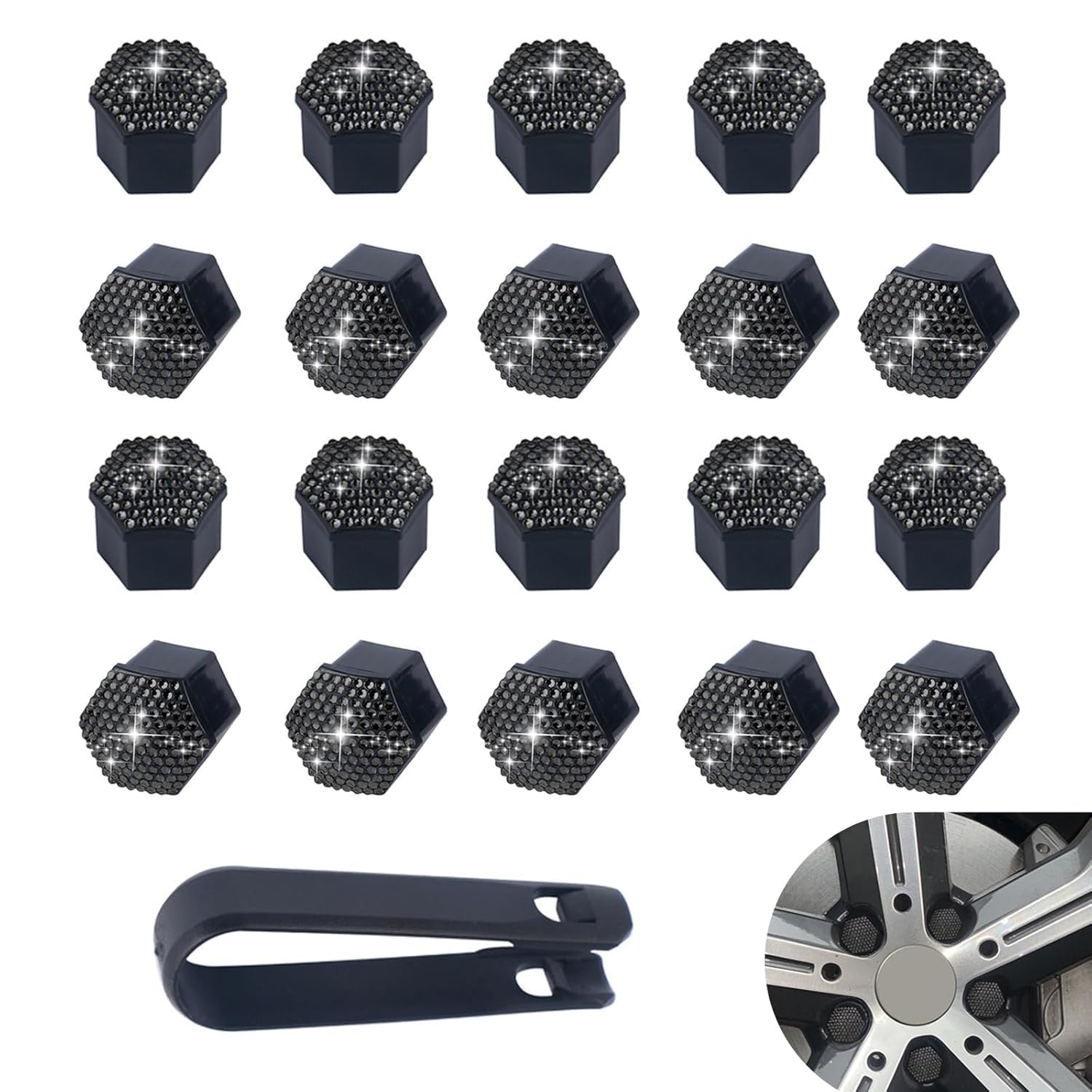 ONEMAJI 20Pcs Car Tyre Wheel Nut Caps for Mitsubishi ASX Lancer Pajero Outlander L200 Delica Eclipse, Hexagonal Bolt Covers Lug Nut Protectors Shiny Vehicle Rim Styling Accessories,21mm