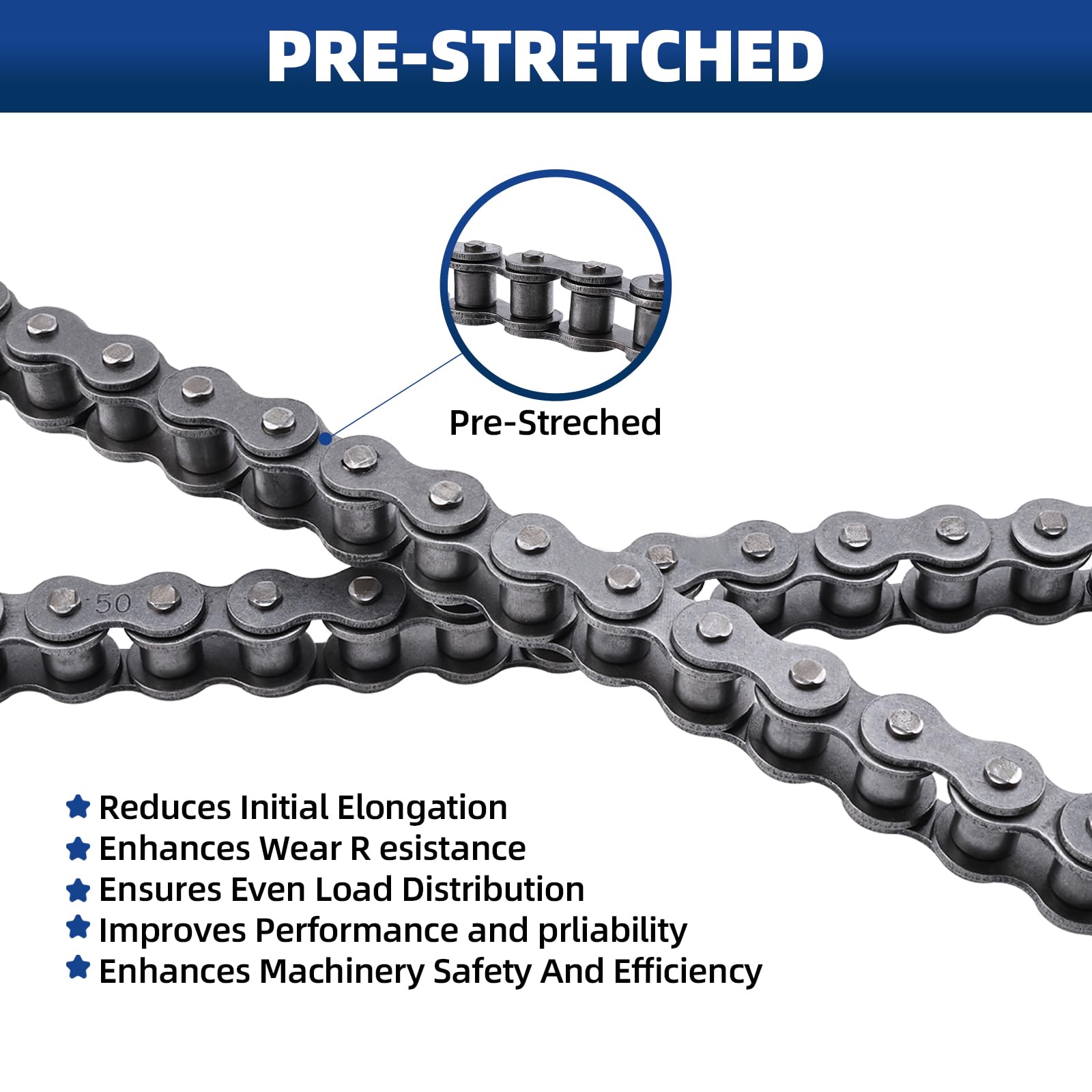 #50 Roller Chain, 10 Feet Carbon Steel Chain with 4 Free Connecting Links — Amazon image 6