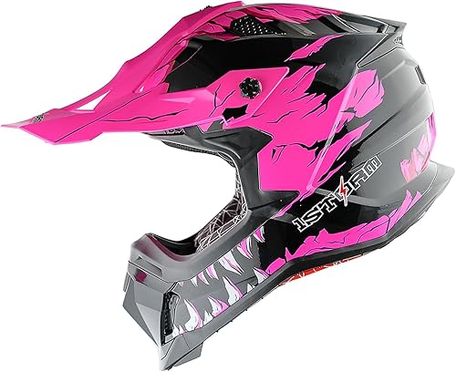 1Storm - Casco de motocross para adultos, ATV, bicicleta de tierra, BMX, MX, bicicleta de montaña en descenso, estilo de pista JH601 Rosa dinosaurio