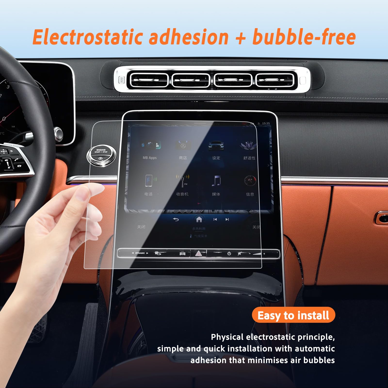 Displayschutzfolie Kompatibel mit Audi A6 C8 4K A7 4K8 2019-2024 Gehärtetes Glas Schutzfolie, 9H Anti-Kratzer Schutzfolie für Navigationsbildschirm, Dashboard-Bildschirm+Klimaanlagenfolie
