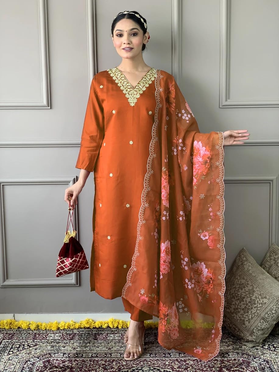 Modern Rayon Embellished Kurti Pant with Dupatta Graceful Occasion Apparel Ensemble-picture-48