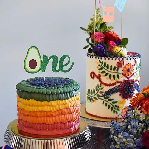 Miniatura 6 de Decoración para tartas de aguacate con purpurina verde, decoración para tartas de primer cumpleaños de guacamole, decoración de fiesta mexicana,