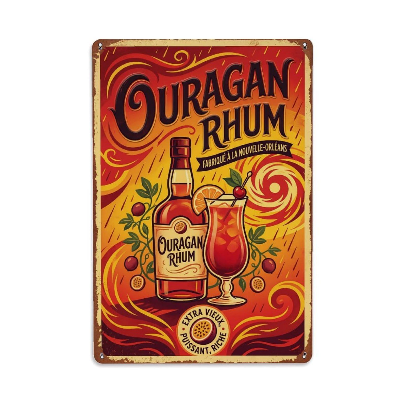 Hurricane Delightful Sip Metal Tin Sign Plaque Wall Decor for Cafe, Club Bar, Office, Home Garden Metal Poster 8x12Inch