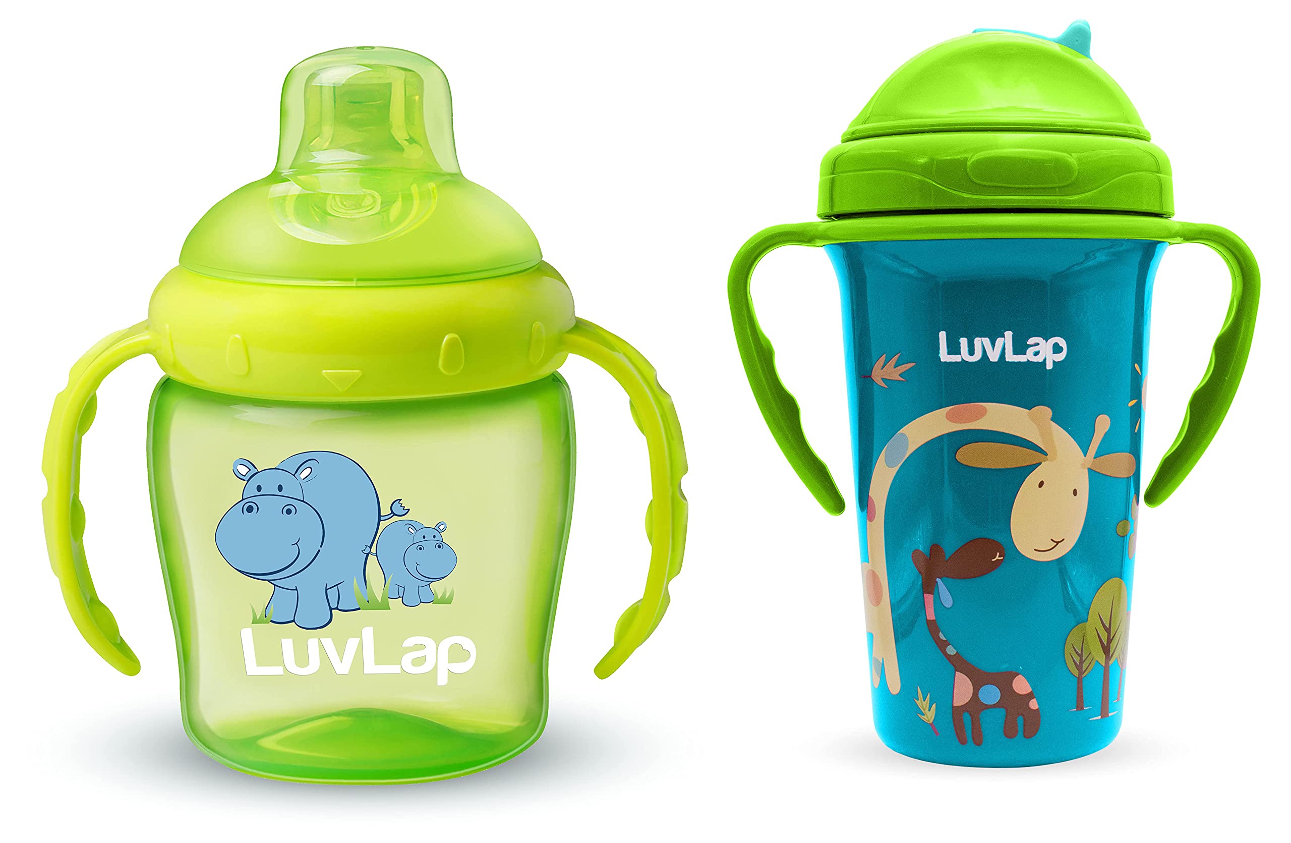 LuvLap Hippo Sipper/Sippy Cup 225ml, Anti-Spill Design with Soft Silicone Spout, 6m+ (Green) Tiny Giffy Sipper/Sippy Cup 300ml, Anti-Spill Design with Soft Silicone Straw, 18m+ (Green)-image-15
