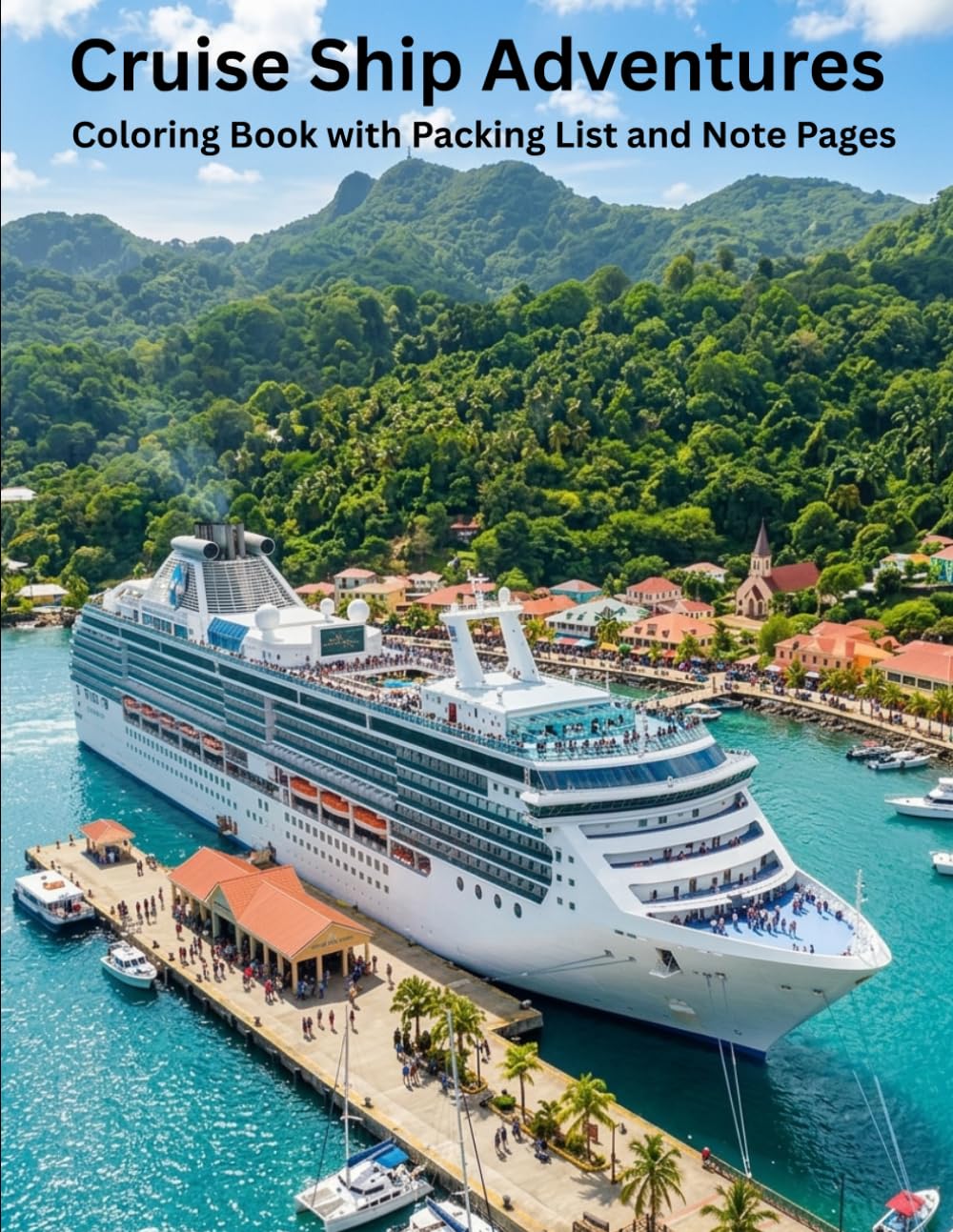 Cruise Ship Adventures Coloring Book with packing list and notes pages: Enjoy coloring beautiful pictures related to cruise adventures