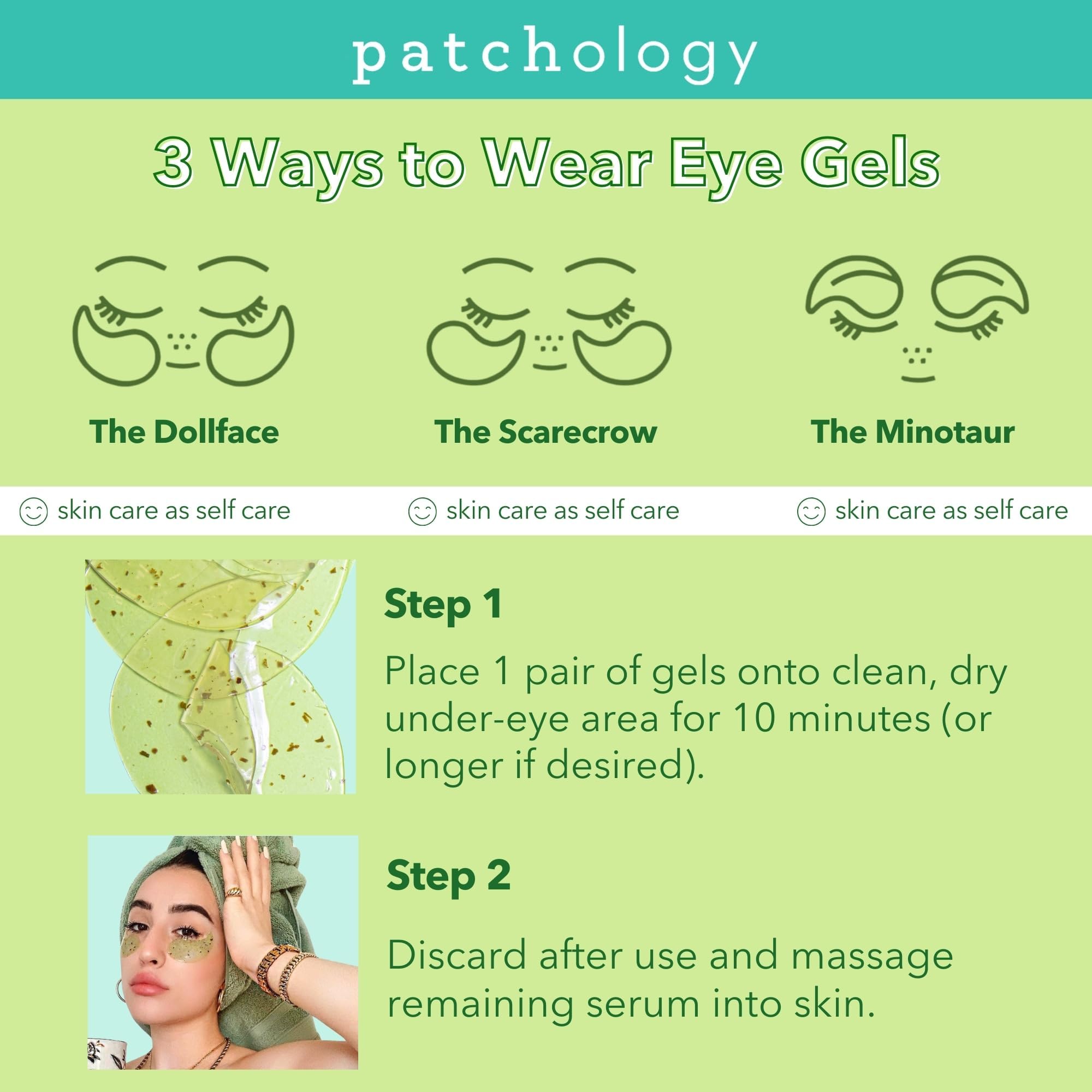 Patchology Perk Up Hydrating Eye Gels with Green Tea, 5-Pairs