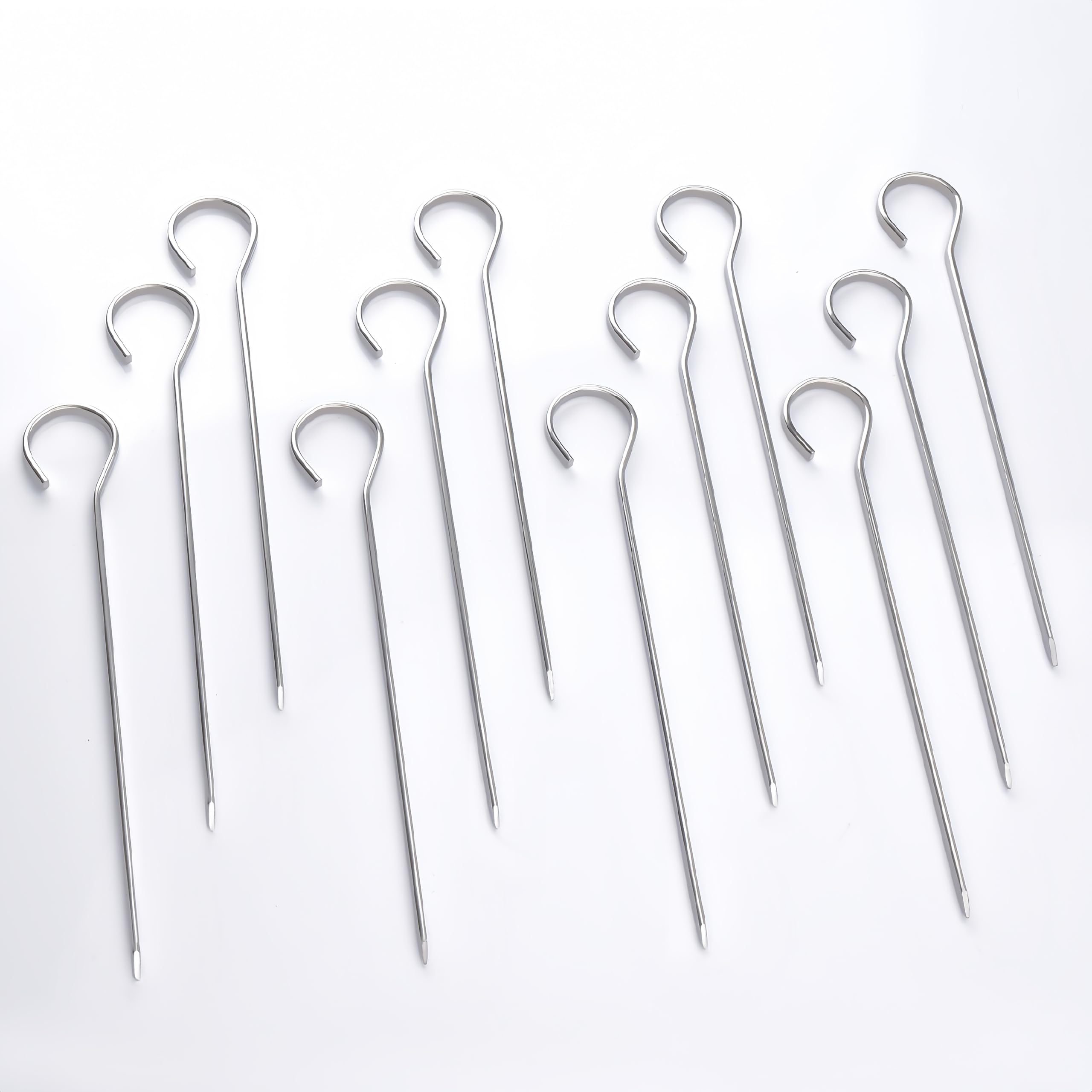 HONSHEN 5.75"Flat Stainless Skewers,Metal Potato Skewrs,Short Barbecue, Needle Barbecue Skewers,Baking Rods,Corn on The Grill,Home Cooking,12 pcs (5.75 INCH Flat BBQ 12)