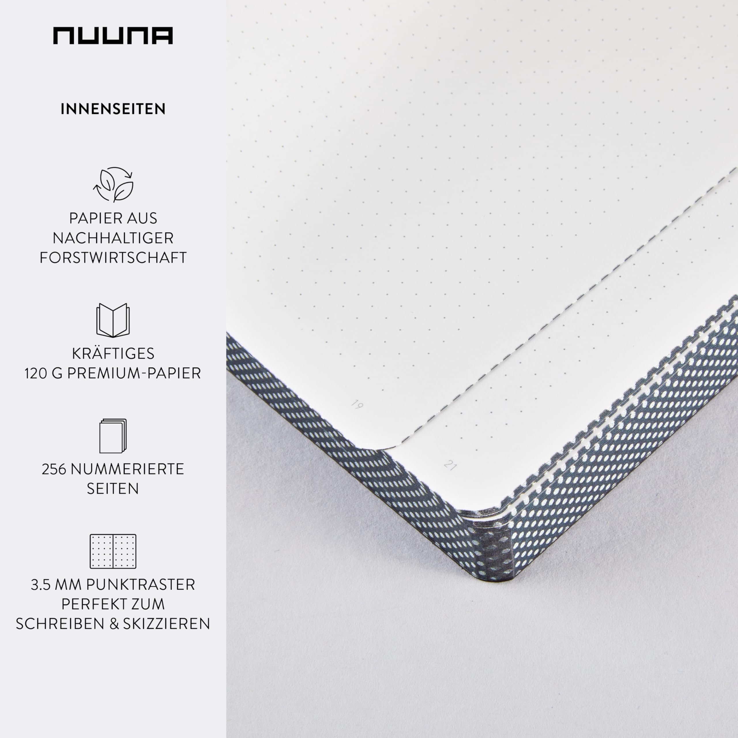 Nuuna Notizbuch A5+ Graphic L - Everything Starts From A Dot, Leder schwarz