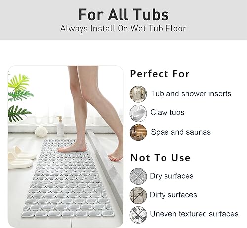 Miniatura 9 de XIYUNTE Tapete de ducha antideslizante, 36 x 16 pulgadas, suave y cómodo, antideslizante, respetuoso con el medio ambiente, tapete antideslizante de
