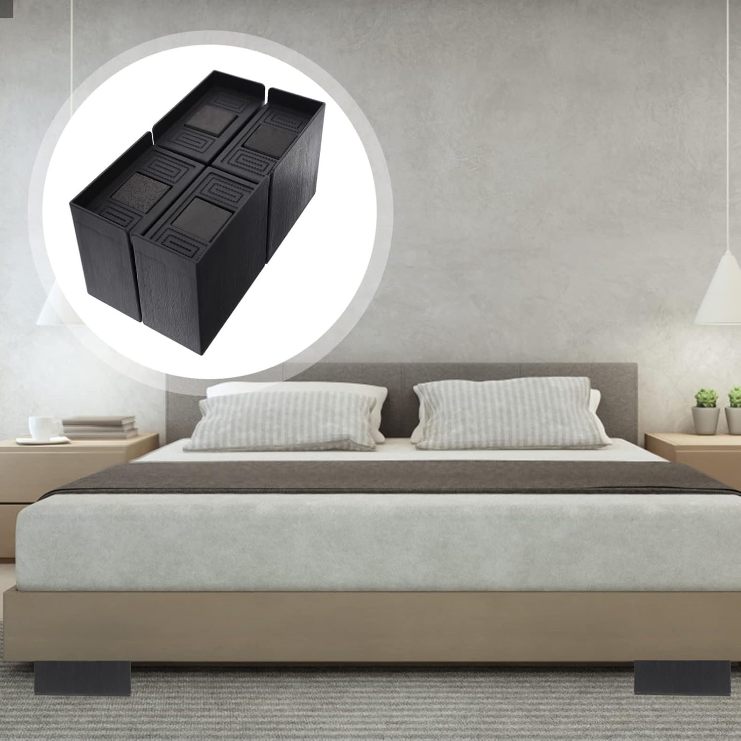 Garneck 4pcs Bed Risers for Dorm Twin Heavy Duty Furniture Pads Mattress Lifter Appliance Lift