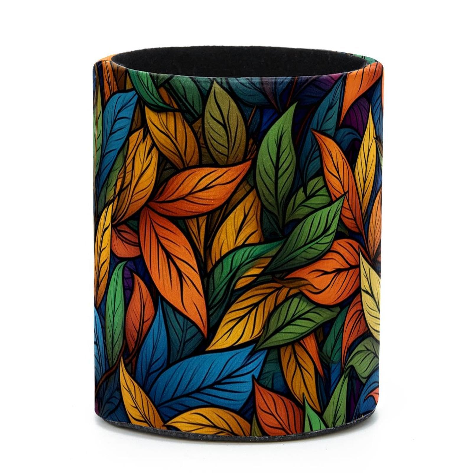 VAPOKF Round Pencil Holders for Desk, Artistic Leaves Pen Holders Pen Pot Makeup Brushes Storage Desktop Stationery Supplies Organiser for Home Office