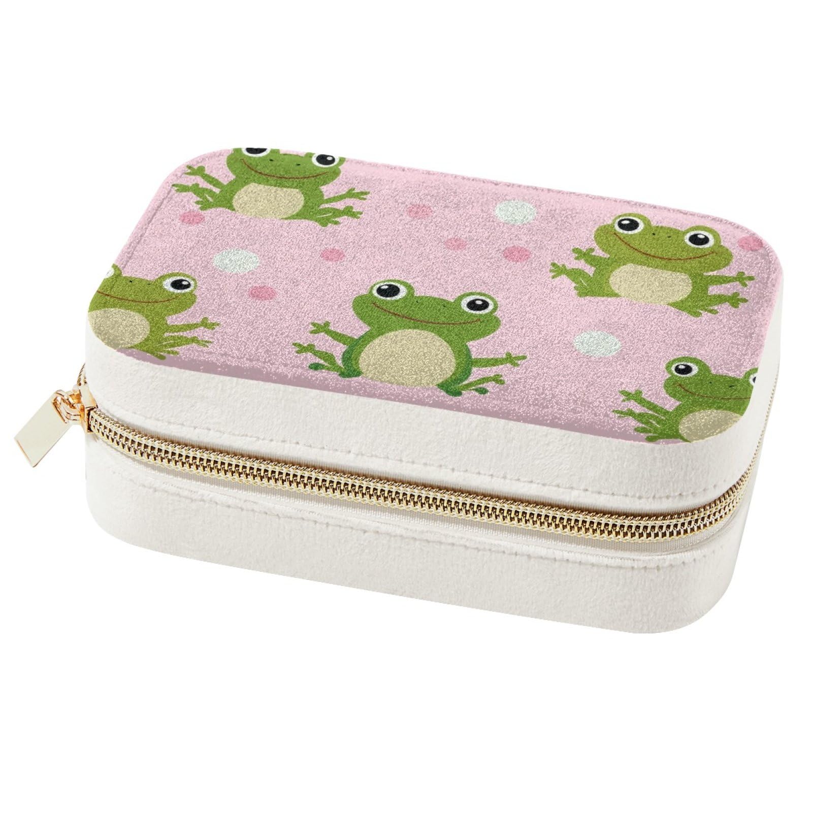 Boîte à bijoux portable grenouille rose pour vos voyages et sorties