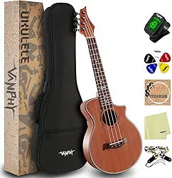 VANPHY Ukulele Ukelele Tenor Ukelele Sapele de madeira Uke Professional 66 cm Ukelel para adultos iniciantes havaiano Uke vem com kit de iniciante Ukele inclui bolsa grande alça de afinador ukelel