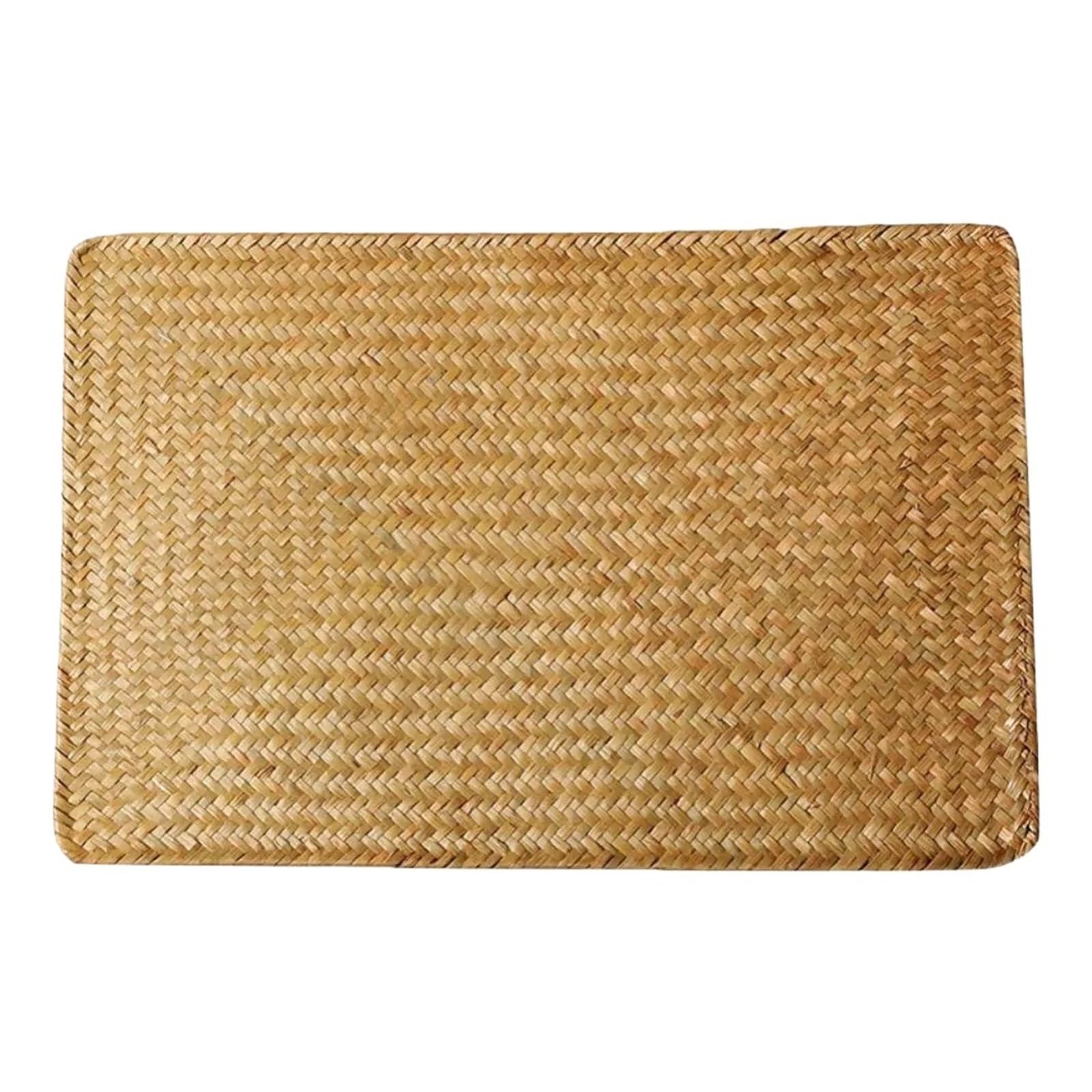 1/2pcs Woven Rectangular Rattan Placemats Straw Tea Cup Mat Potholder Kitchen Tableware Accessories(Extra Large 43 X 30)