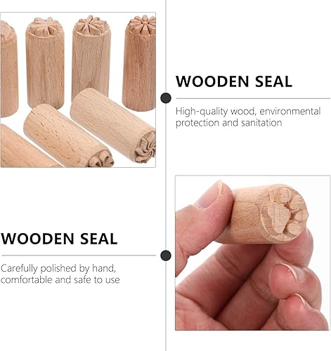 Miniatura 3 de 7 sellos de madera para herramientas de cerámica, de arcilla de madera, sellos de madera de columna, sellos de madera natural, para el día de San