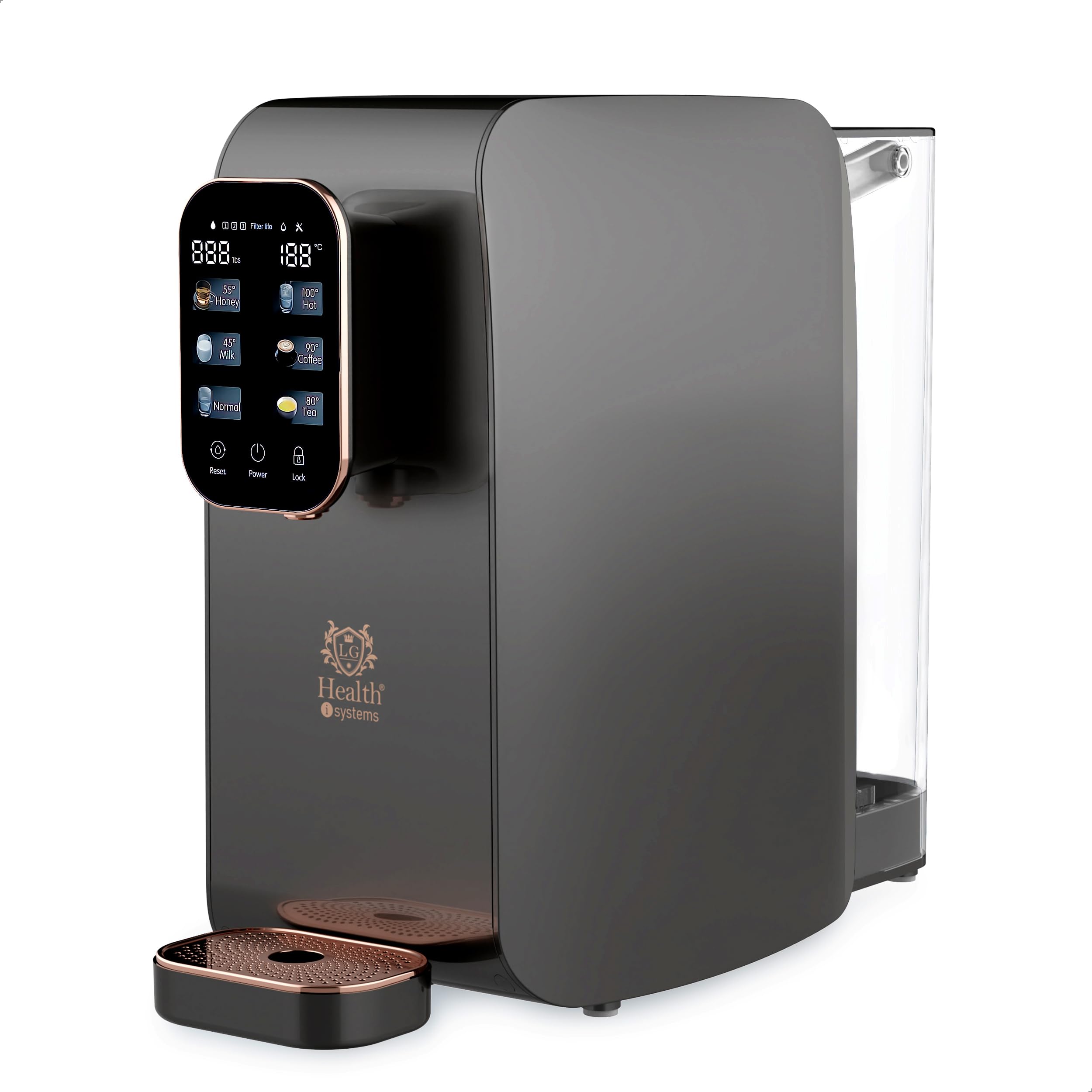 LG Health Purificador de Agua con Sistema de Ósmosis Inversa Compacta - Dispensador de Agua Potable con 6 Niveles de Temperatura - Máxima Filtración de Tóxicos - Sin Instalación - Filtros Incluidos.