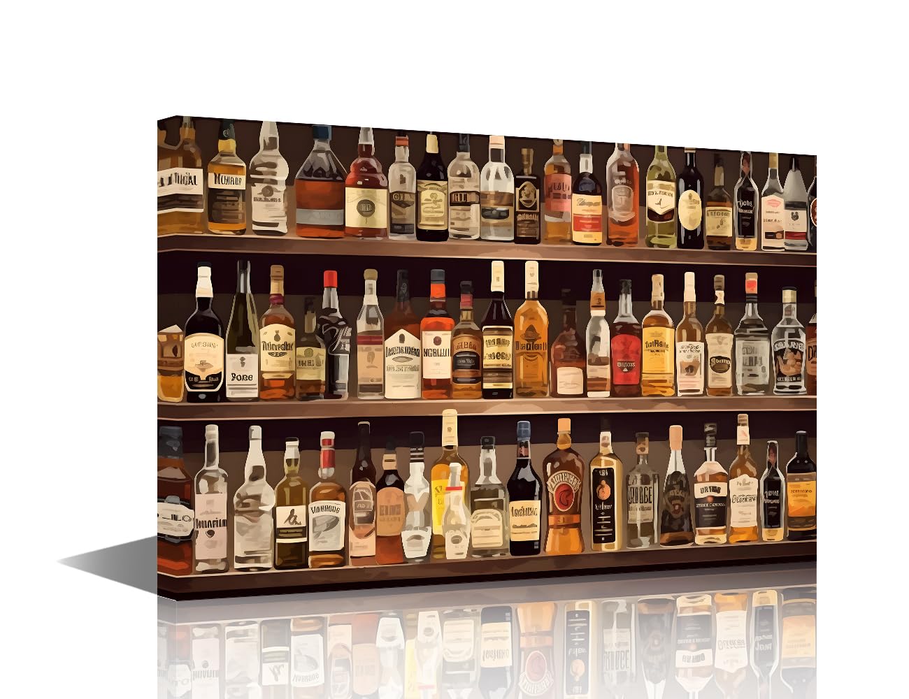 TISHIRON Office Wall Art Liquor Bottle Large Canvas Wall Art Whiskey Contemporary Modern Artwork Bar Club Pictures for Living Room Bedroom House Framed Ready to Hang - 18x12in — image 1