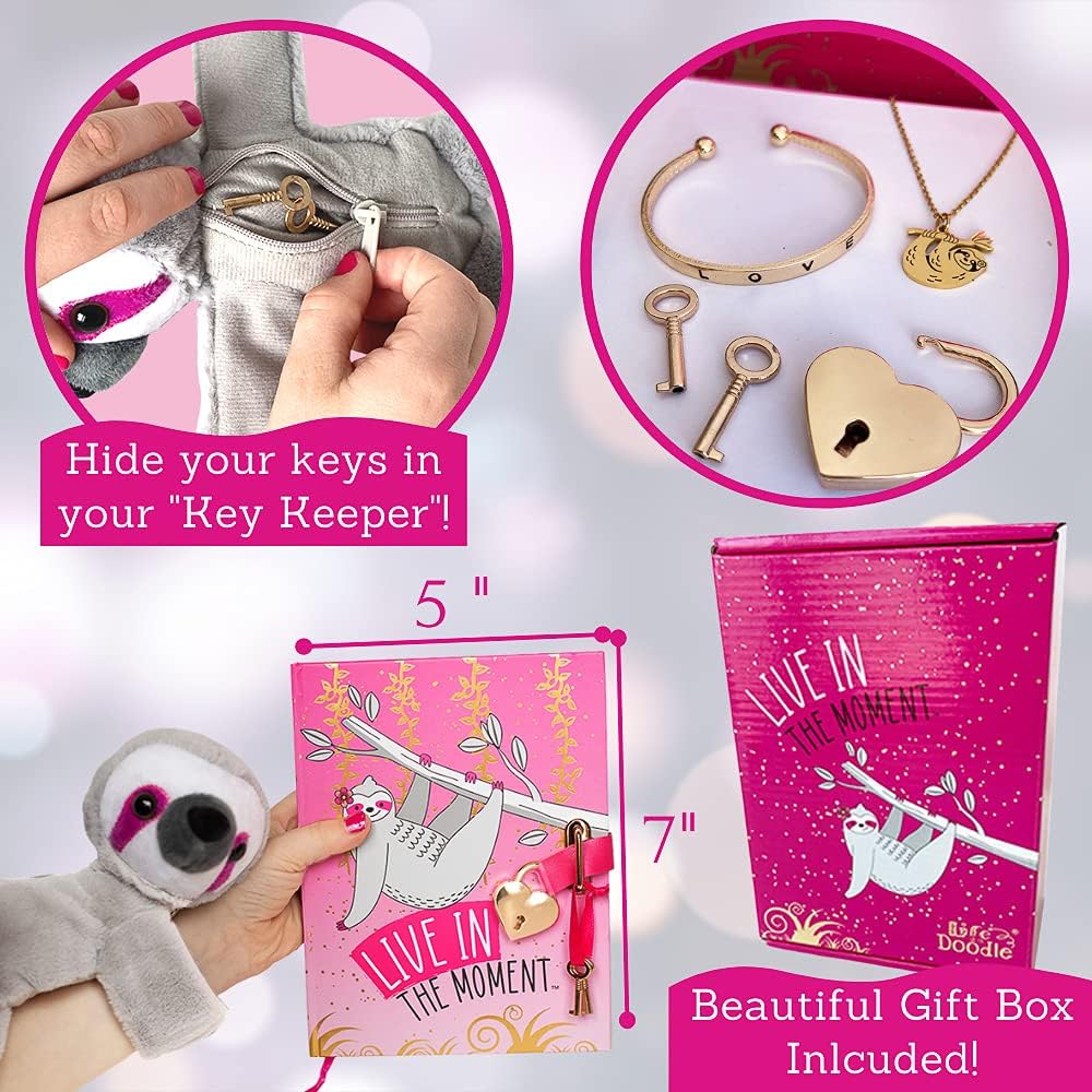 Life is a Doodle Mermaid and Sloth Diary Gift Sets for Girls Who Love to Journal and Draw - Each Bundle Comes Packaged in Their Own Gift Box With All of the Items Shown in the Images