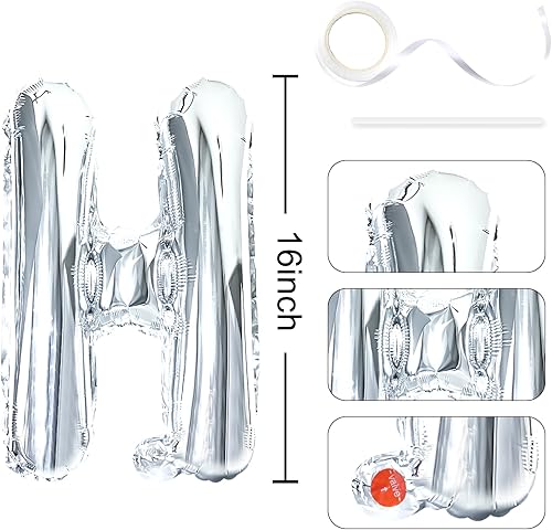 Miniatura 2 de MOMOHOO Cartel de globos de feliz cumpleaños, papel de aluminio 3D plateado de 16 pulgadas, letras inflables de feliz cumpleaños para decoraciones