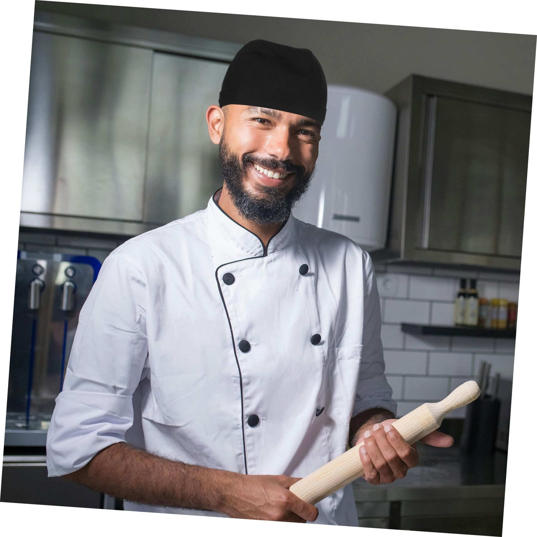 BESPORTBLE Gorros de Chef Unisex para Restaurante y Cocina, Tejido Resistente, Diseño Turbante Clásico, Negro, Pack de 6 Unidades, Adecuado para Chefs y Personal de Servicio en Hostelería