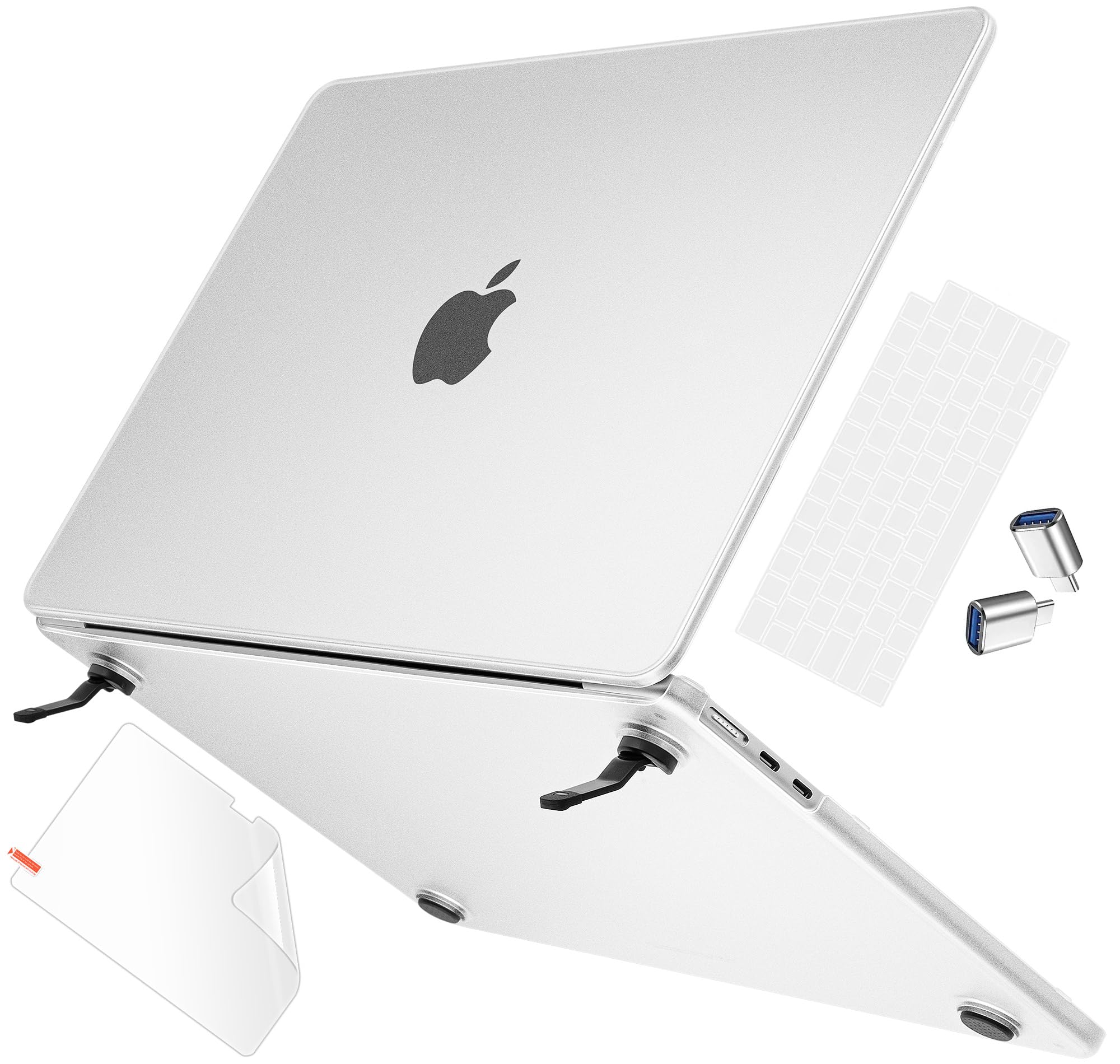 May Chen Compatible with MacBook Air 13.6 inch Case A3240 M4 A3113 M3 A2681 M2 Chip 2025 2024 2023 2022 Release, Sturdy Protection Hard Shell Case Cover with Fold Kickstand, Matte Clear Finish