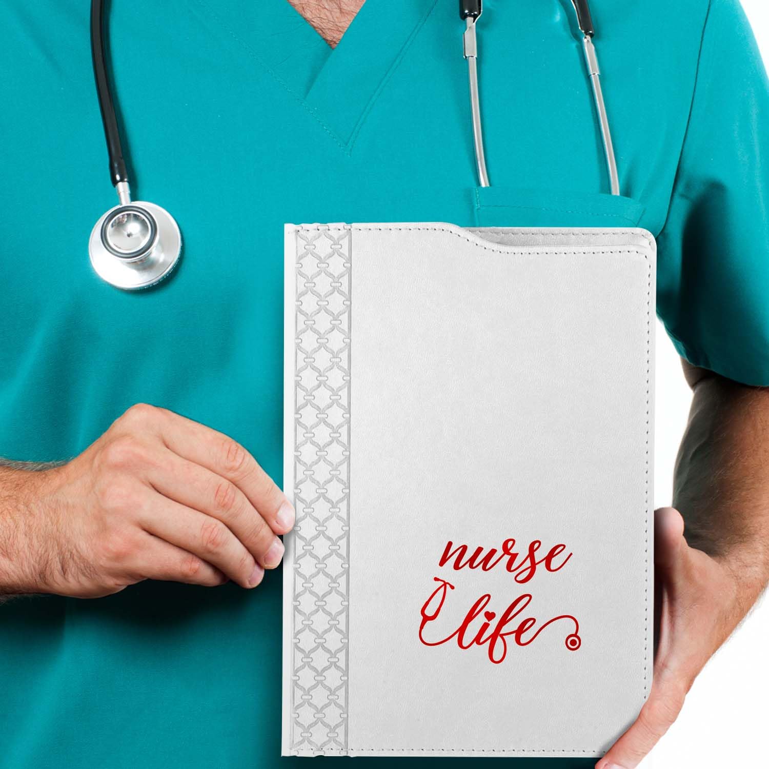 Nurse Appreciation zestaw teczek i długopisów/zeszyt z białej skóry z czerwonym liściem i czerwonym długopisem, nowoczesny zestaw upominkowy dla pielęgniarek