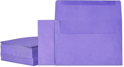 Miniatura 1 de Sobres de invitación, paquete de 100 sobres de 5 x 7 pulgadas, sobres A7 para invitaciones, color morado, 5 14 x 7 14 pulgadas