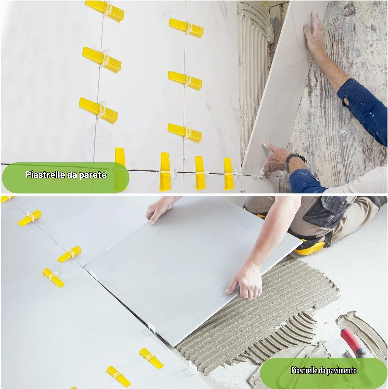 Nuyoah 501pz Sistema di Livellamento per Piastrelle 2mm | Includi 400 Distanziatori 100 Cunei Riutilizzabili 1 Pinza Utensili Livellamento per Piastrelle Altezza 3–12 mm