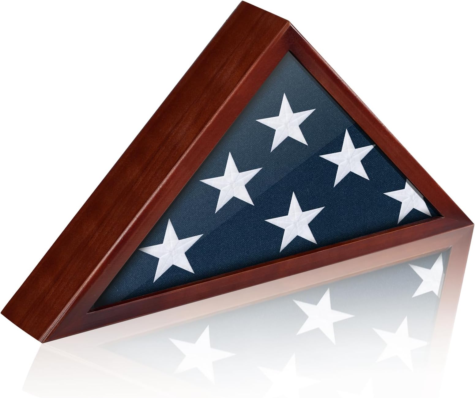 DANF FLAG Case for Burial , 5' x 9.5' Funeral Display Case Red Wood Memorial Shadow Box for Military Veterans with Acrylic Covered and Wall Mounted