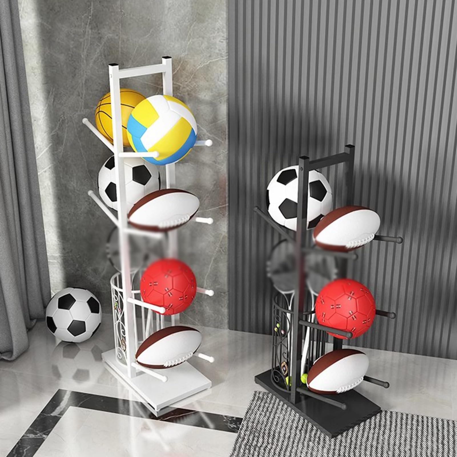 Scaffale portaoggetti per palline, per garage, scuola, palestra, parco giochi, attrezzatura sportiva per palloni, organizza facilmente le tue attrezzature