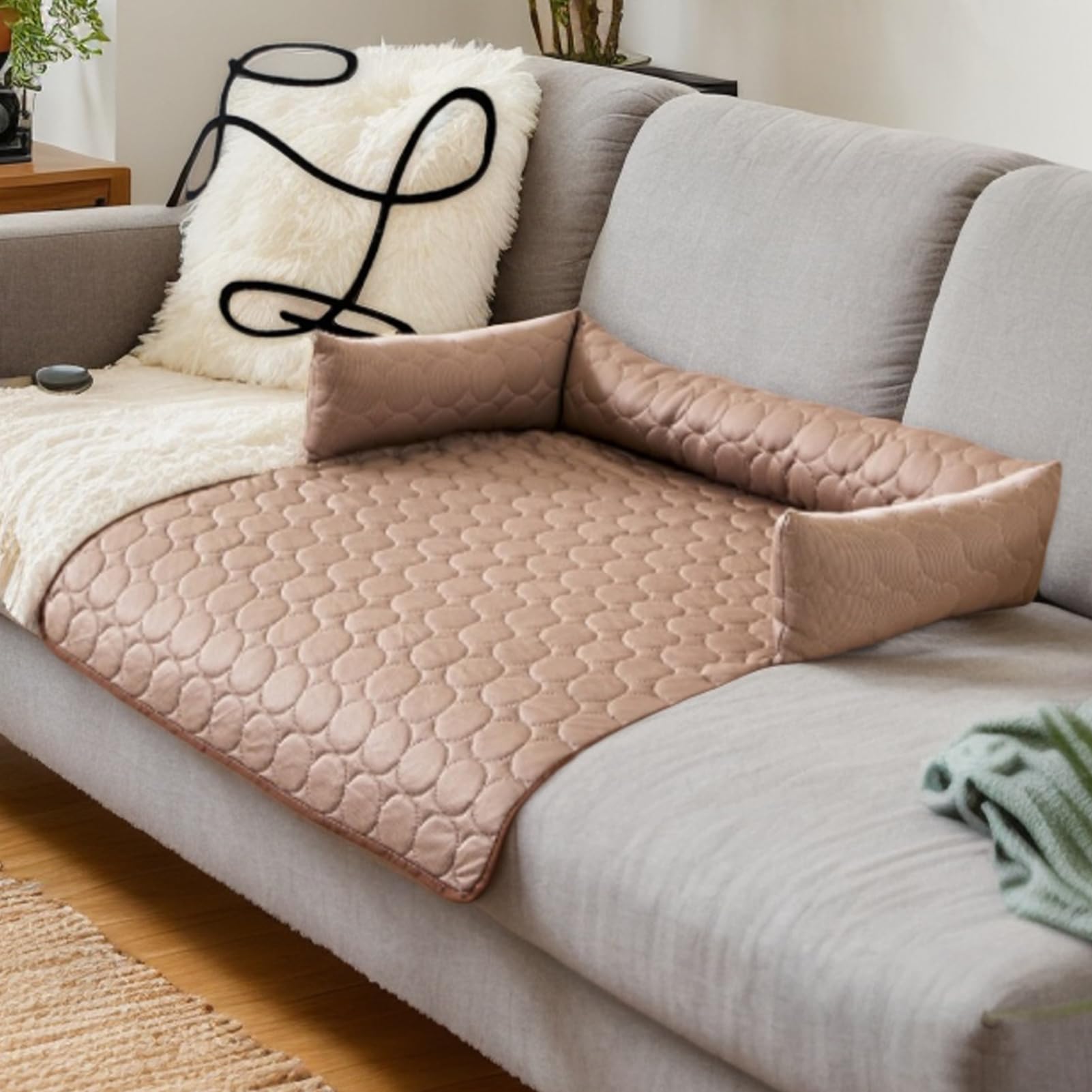 Tappetino rinfrescante per cani Antiscivolo con Coperta Comoda e | Tappetino rinfrescante con fondo antiscivolo per cani Cuscino Coperta Confortevole da Interni Cuccia Divano Auto Gabb