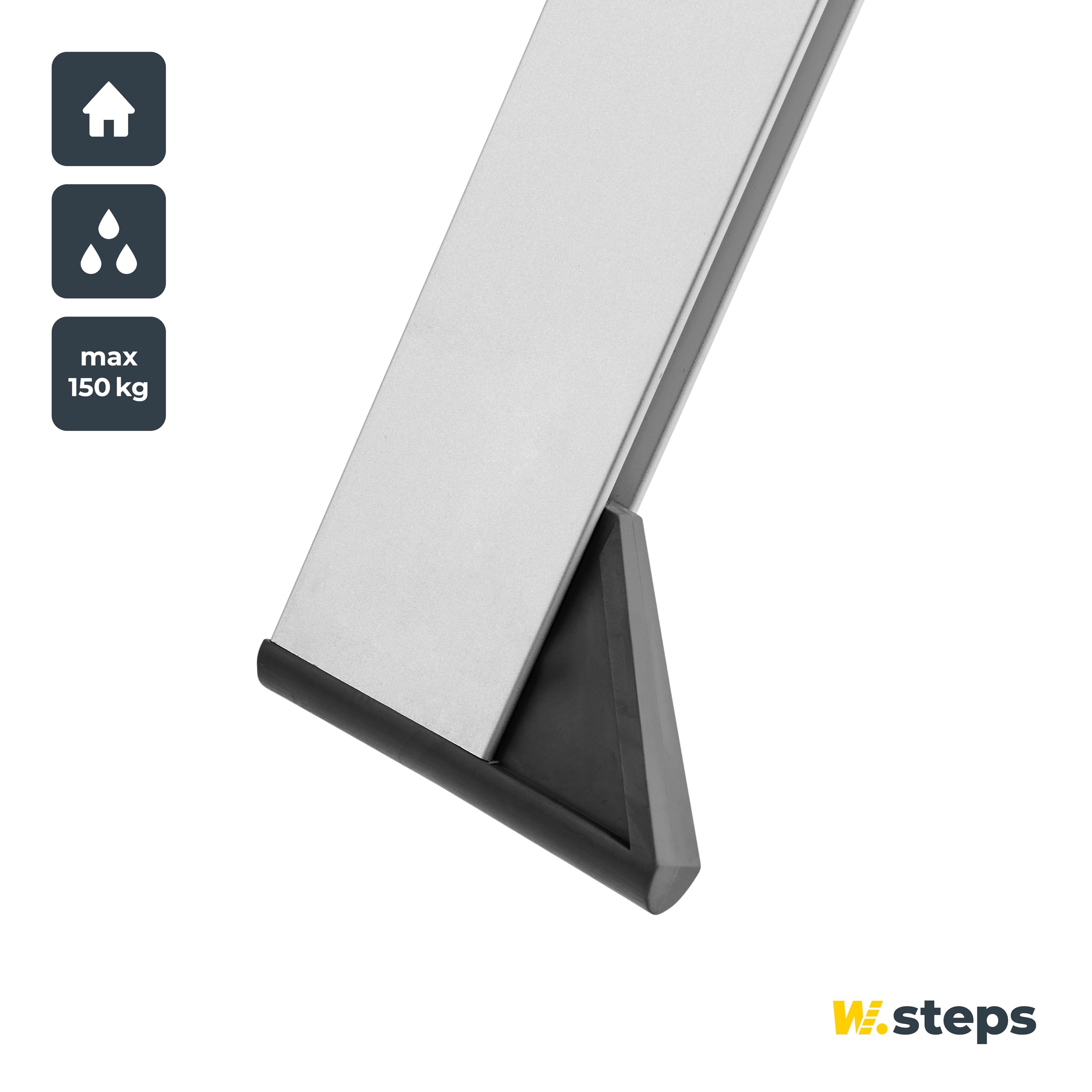 Alu Trittleiter Vikingstep Maxi von W.Steps I 720mm hoch I Belastbar bis 150kg I Kompakte Aluminium Klapptrittleiter mit 2 Stufen I Nur 35mm breit I 728143