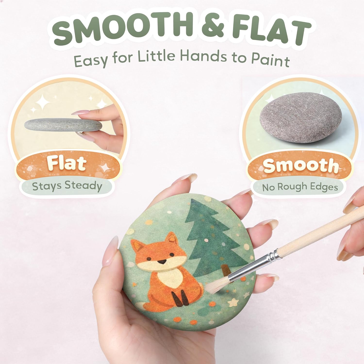Rokraft 48 PCS Large 2.05-3.25" Smooth Natural River Rocks for Painting, Flat Painting Rocks & Craft Stones for Kindness Rocks, School Art Projects & DIY Crafts